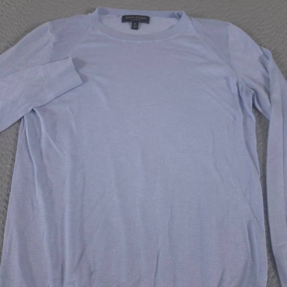 Banana Republic Sweater Womens XS Light Blue Cotton-Silk Crew-Neck Knit Top